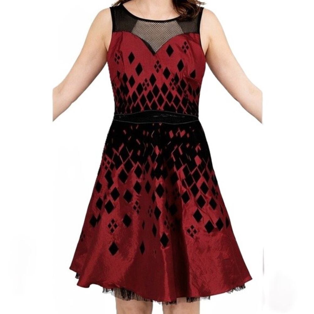 Elegant Red and Black Sleeveless Dress DC Comics Harley Quinn Batman